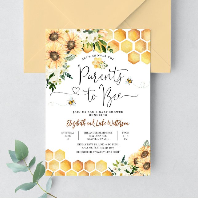 Invitation Parents d'abeilles de tournesol à Baby shower (Créateur téléchargé)