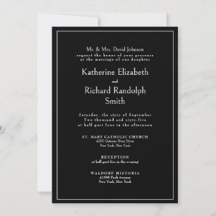 Invitation Parents de mariée Mariage noire