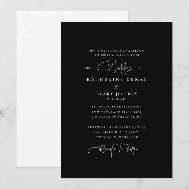Invitation Parents de mariées Mariages tout simplement élégan (Devant / Derrière)