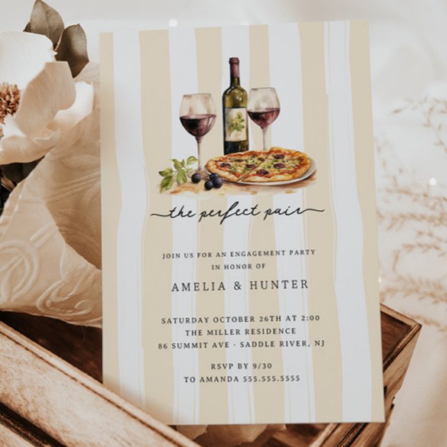 Invitation Parfait Accord Vin Pizza Fiançailles (Créateur téléchargé)