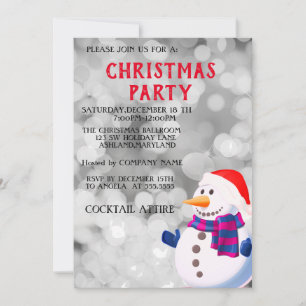Invitation Parfait, Cool, Sparkly Silver Snowman, Noël