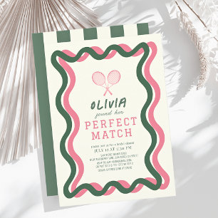 Invitation Parfait Match Tennis Green Wavy Fête des mariées