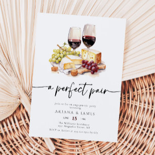 Invitation Parfait Paire Aquarelle Vin Fromage Fiançailles