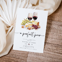 Parfait Paire Aquarelle Vin Fromage Wedding shower