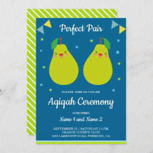 Invitation Parfait Paire Cute Pear Twins Aqiqah