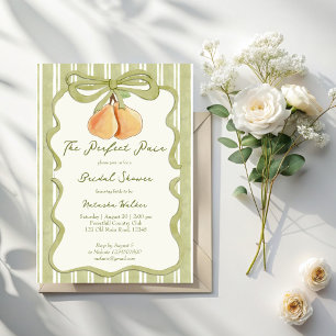 Invitation Parfait paire de vert sauge rayé pear baptême de m
