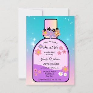 Invitation parfum rétro doux 16 étincelles holographiques