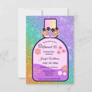 Invitation parfum rétro doux 16 parties scintillant holograph