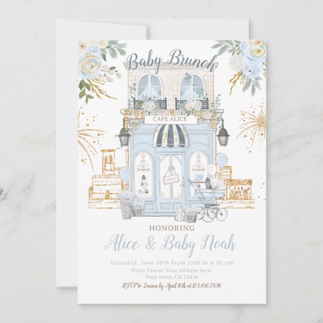 Invitation Paris Baby shower à thème (Devant)
