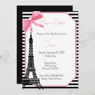 Invitation Paris Baby shower à thème