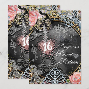 Invitation Paris Bling Glamor Sparkle France Anniversaire