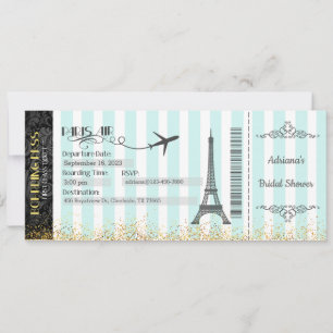 Invitation Paris Bording Pass Invitation, Anniversaire, Marié