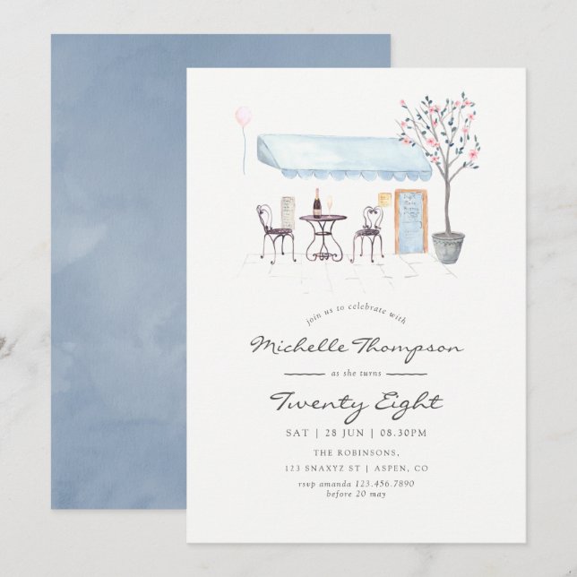 Invitation Paris Café Aquarelle Quel que soit l'âge Fête d'an (Devant / Derrière)