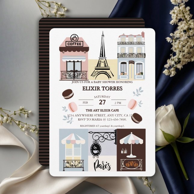 Invitation Paris Café Patisserie Baby shower (Créateur téléchargé)