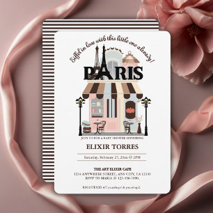 Invitation Paris Eiffel en amour Baby Shower Café Français