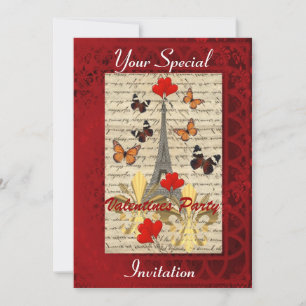 Invitation Paris et papillons Valentines