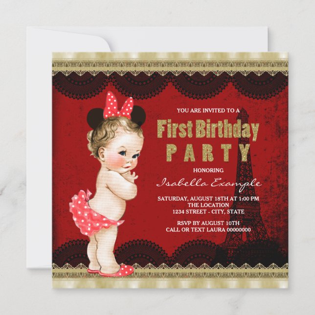 Invitation Paris fête d'anniversaire (Devant)