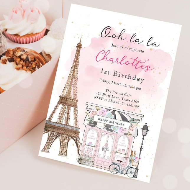 Invitation Paris français Café Parisien Fête du Thé Fille Ann (Créateur téléchargé)