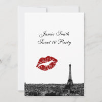 Paris France Skyline Kiss #1 BW Sweet 16 V