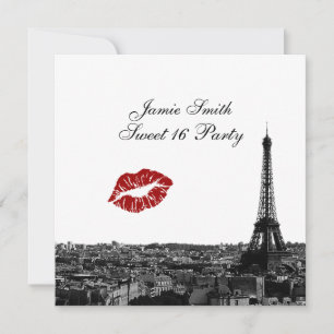 Invitation Paris France Skyline Kiss #1 NB Douce 16