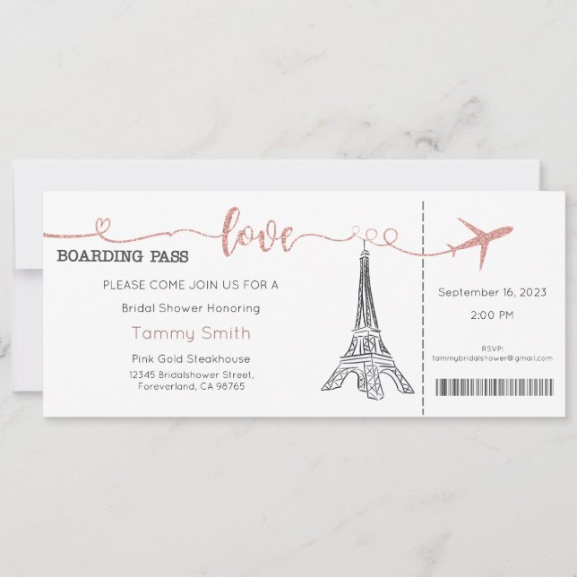 Invitation Paris, Invitation de la douche nuptiale (Devant)