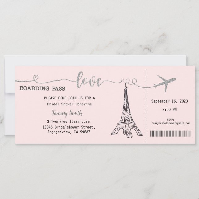 Invitation Paris, Invitation de la douche nuptiale (Devant)