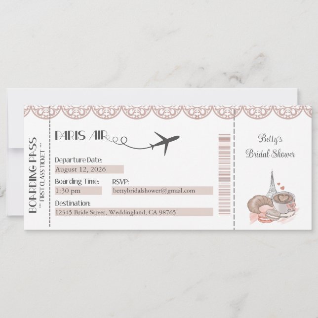 Invitation Paris, Invitation Thème Paris (Devant)