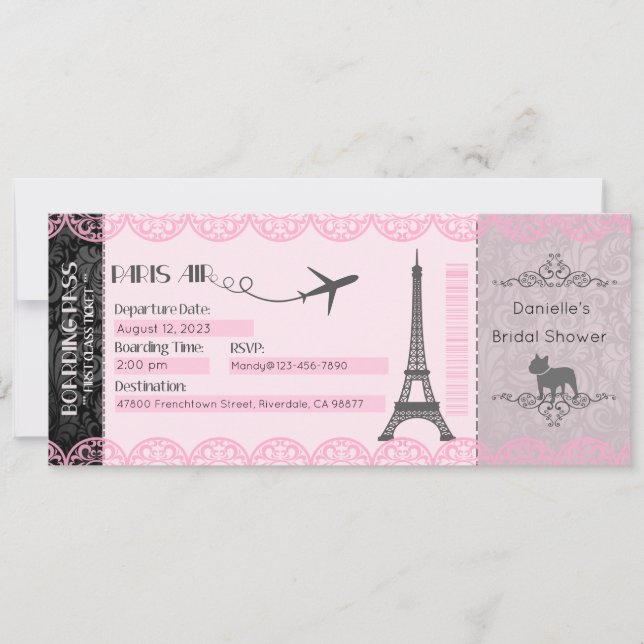 Invitation Paris, Invitation Thème Paris, Annivers (Devant)