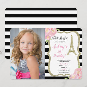 Invitation Paris : L'invitation aux photos d'anniversaire ros