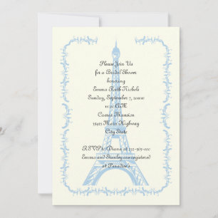 Invitation Paris mariage bleu Tour Eiffel douche nuptiale