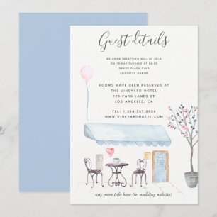 Invitation Paris Mariage Détails de l'hôte aquarelle fleurie