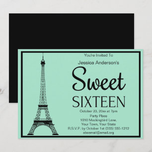 Invitation Paris Mint Green Tour Eiffel Sweet sixteen