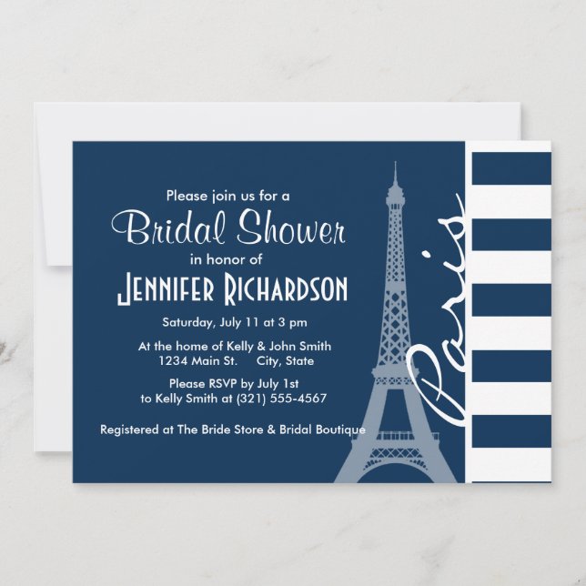 Invitation Paris ; nuits noires Bleues Horizontales (Devant)