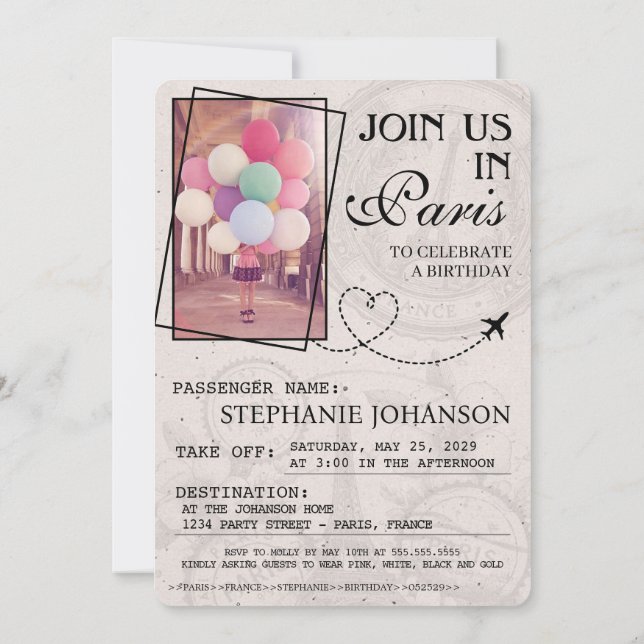 Invitation Paris Passport Party (Dos)