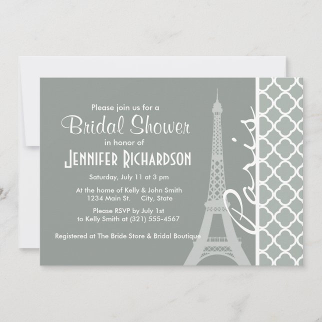 Invitation Paris ; Quatrefoil marocain Gris Cendré (Devant)
