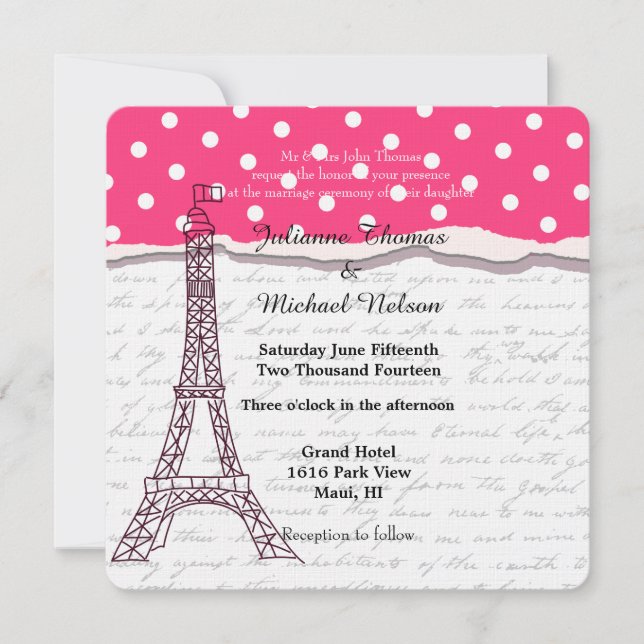 Invitation Paris Romance Mariage (Devant)