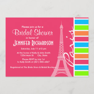 Invitation Paris rose ; Retro Neon Rainbow