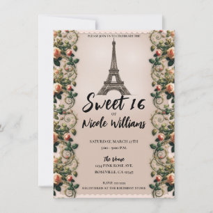 Invitation Paris Rose Vins Tour Eiffel Sweet 16