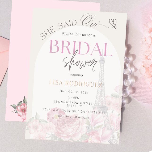 Invitation Paris She Said Oui France Fête des mariées (She Said Oui Paris France Bridal Shower Invitation)