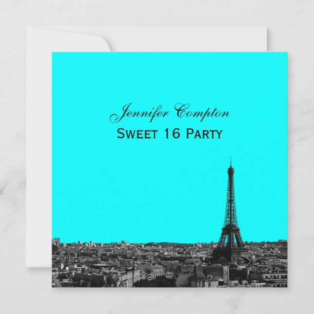 Invitation Paris Skyline Etched do-it-yourself BG Color SQ Sw (Devant)