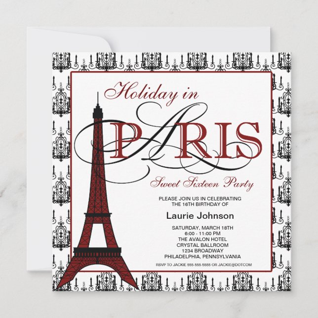 Invitation Paris Sweet sixteen (Devant)
