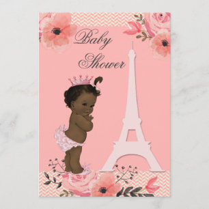 Invitation Paris Tour Eiffel Baby shower ethnique Princesse