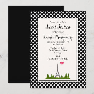 Invitation Paris Tour Eiffel Sweet sixteen anniversaire