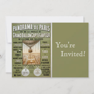 Invitation Paris Vintage  Ballons à air chaud