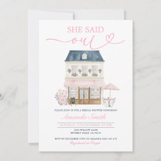 Invitation Parisian Cafe Afternoon She Said Oui Bridal Shower