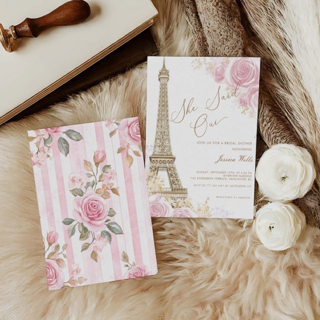Invitation Parisienne Elle Dit Oui Fête des mariées (Créateur téléchargé)
