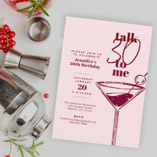 Invitation Parle 30 à Moi Cocktail Rose Fête d'anniversaire