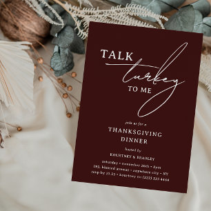 Invitation Parle-moi de dinde Dîner de Thanksgiving moderne