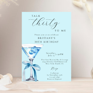 Invitation Parle Trente À Moi Martini Nœud Bleu 30e Anniversa