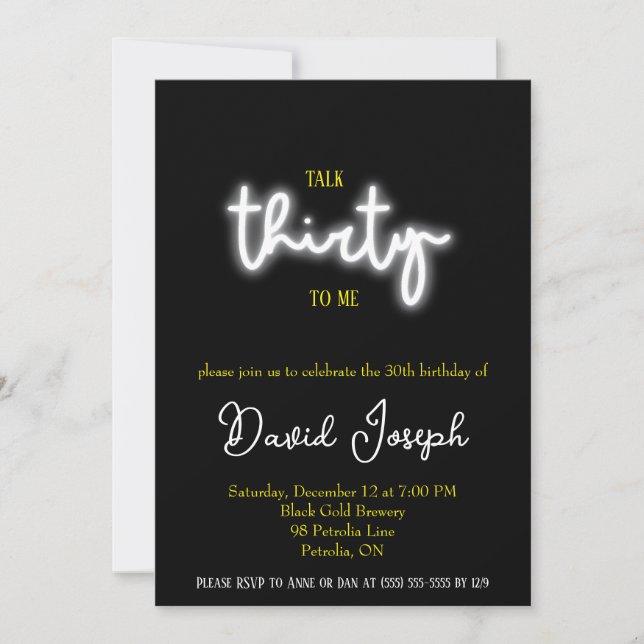 Invitation Parle Trente pour moi, fête du 30e anniversaire (Devant)
